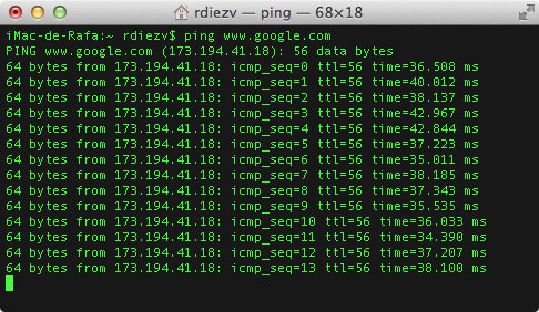 Comando ping en Mac