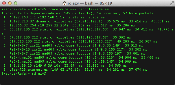 Traceroute en Mac