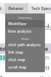 Menú Behavior de Yandex Metrica